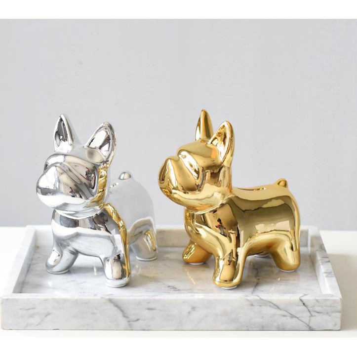 EuroQuality TƯỢNG 2 CHÚ BULLDOG TITAN NORWAY SKOG TRANG TRÍ NHÀ CỬA -