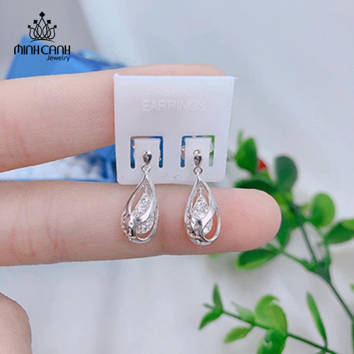 Bông Tai Bạc Giọt Nước Bọc Đá - Minh Canh Jewelry