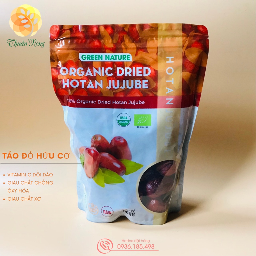 TÁO ĐỎ HÒA ĐIỀN TÂN CƯƠNG HỮU CƠ 500G - NGỌT/GIÀU DINH DƯỠNG - 100% ORGANIC DRIED HOTAN JỤUBE- THUẦN NÔNG