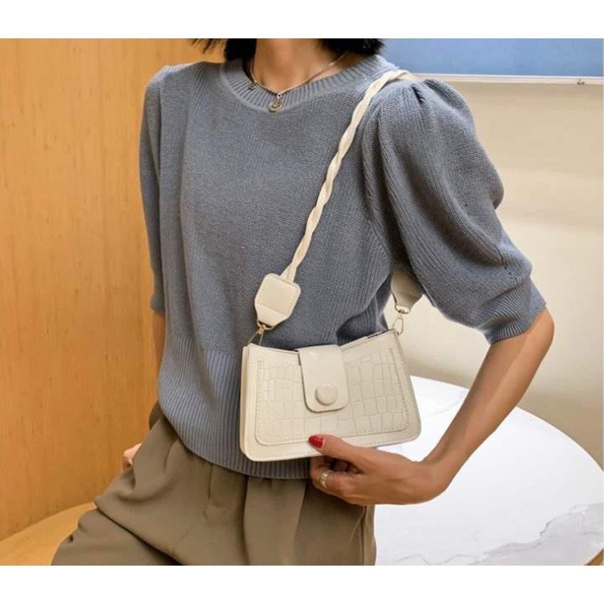 Túi Đeo Chéo Nữ Linh Store Túi Đeo Vai Mini Nắp Gỗ Vặn Thừng Ngăn Khóa Kéo Thời Trang Hàn Quốc - LS25