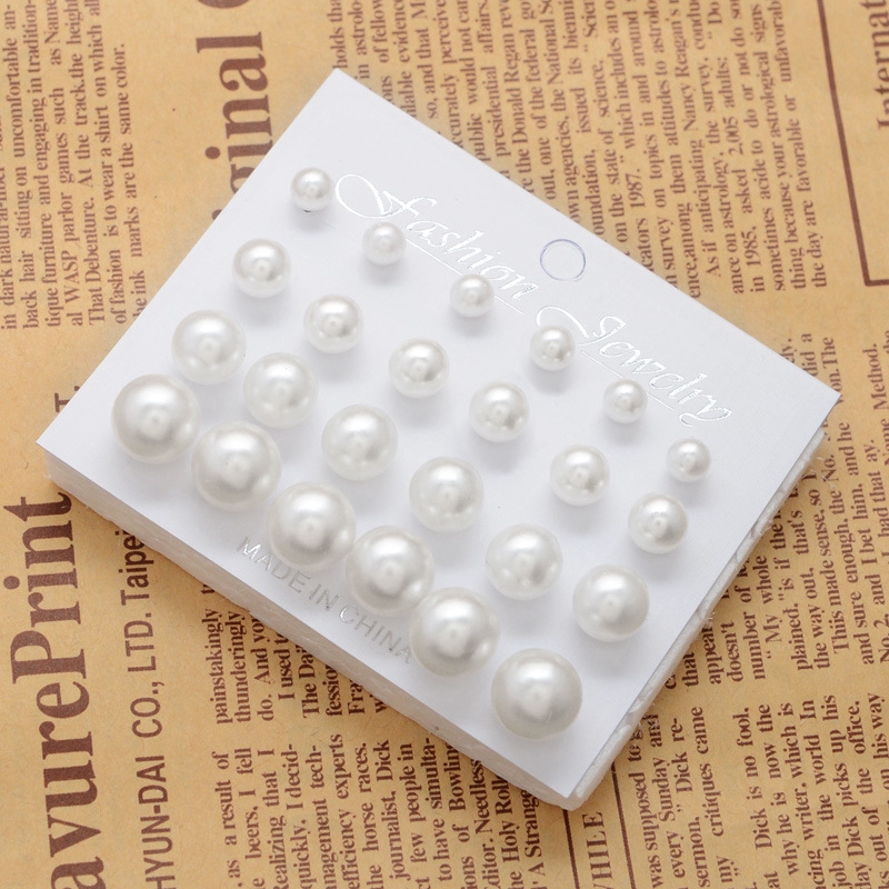 Set 12 đôi khuyên tai ngọc trai giả phong cách Hàn Quốc thời trang sang trọng cho nữ