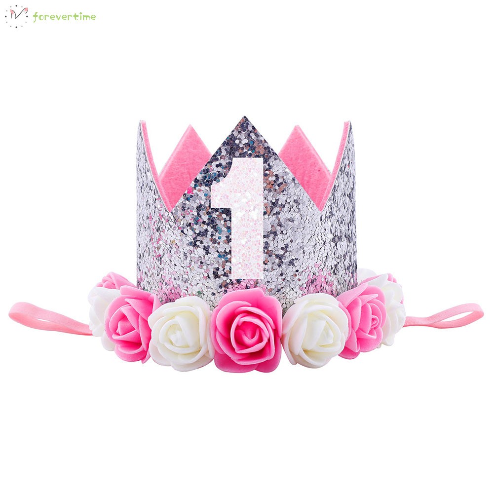 #vương miện# Girls Birthday Decor Flower Party Crown Hairband Priness Party Hat Baby Hair Accessories