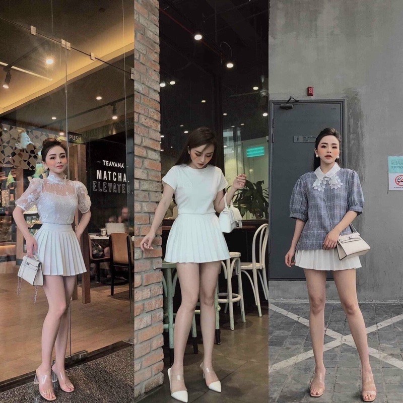 CHÂN VÁY DẬP LY NGẮN CÓ QUẦN BÊN TRONG
