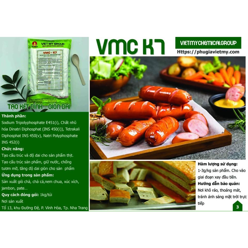 COMBO 2KG PHỤ GIA LÀM GIÒ CHẢ, TẠO GIÒN DAI VMC K7, BẢO QUẢN GIÒ CHẢ VMC NATURE-12378