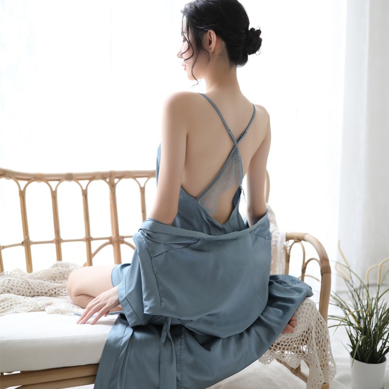 Váy Ngủ Sexy - Đầm Ngủ Sexy Ren Vải Phi Lụa Mỏng Có Kèm Áo Choàng Thắt Dây UNIVERSALXXX - DNS26 | BigBuy360 - bigbuy360.vn