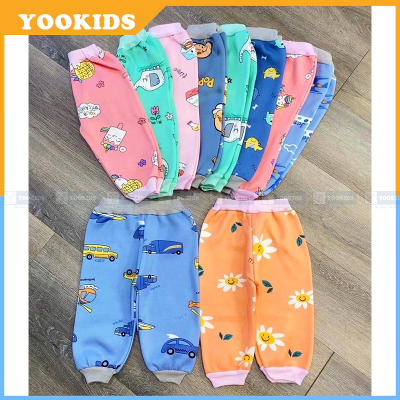 Quần nỉ bông cho bé YOOKIDS lót lông mềm dày ấm họa tiết cực xinh, Quần nỉ cho bé trai bé gái 1 2 3 4 tuổi