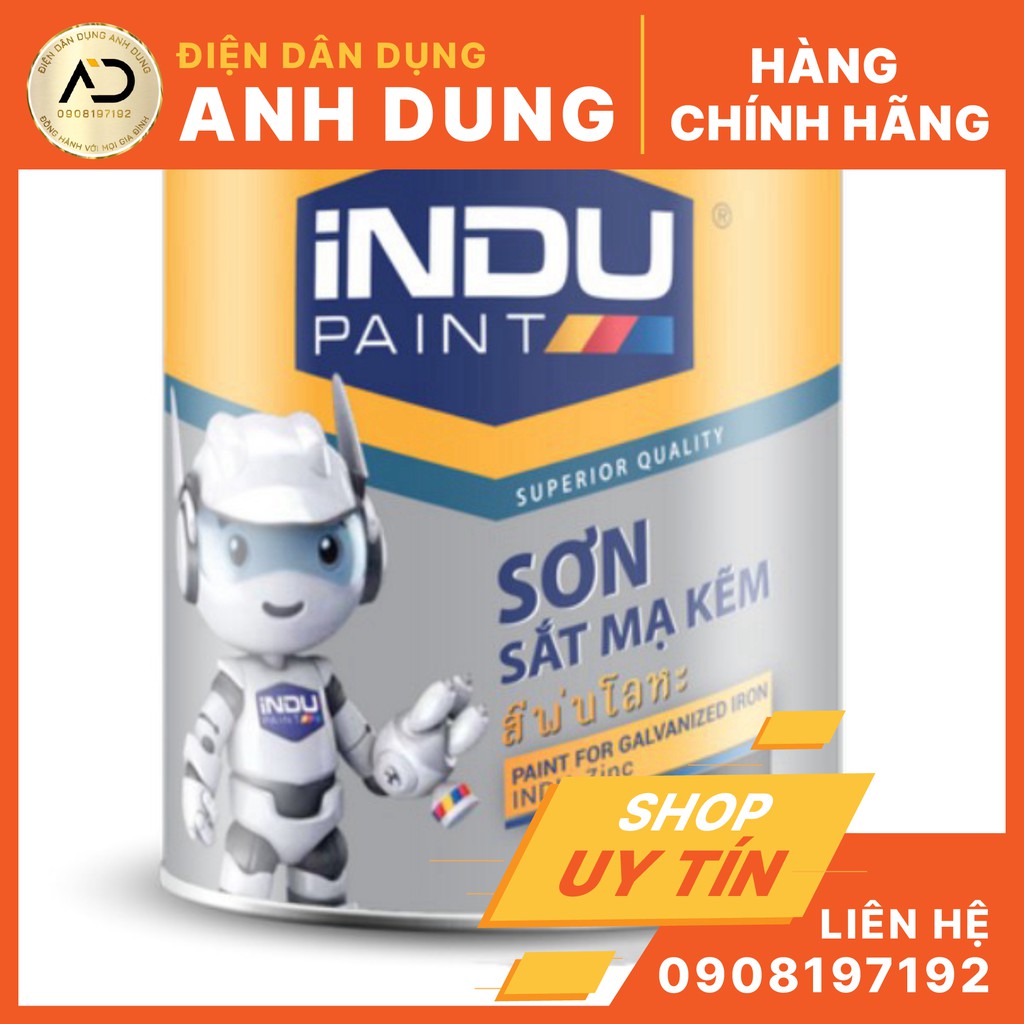 Sơn sắt mạ kẽm Indu bảo hành không bông tróc thùng 3L