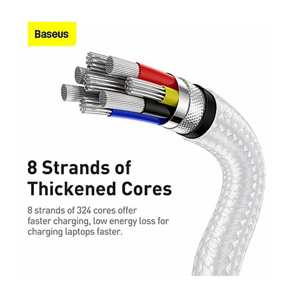 Cáp sạc 100W Baseus Metal Data Cable Type-C to Type-C  truyền dữ liệu 480Mbps, dây bọc dù, đầu kim loại dài 1m
