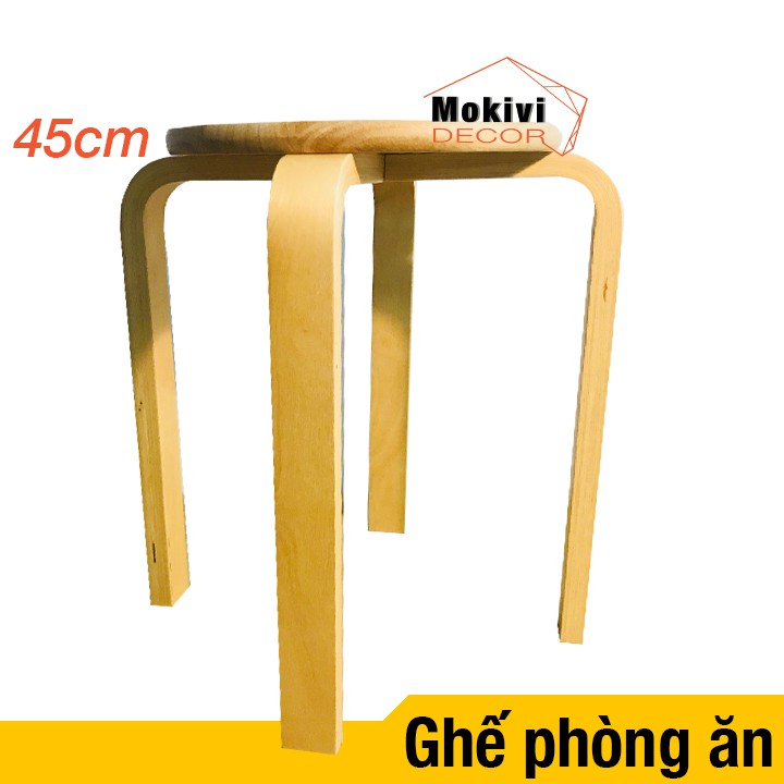 Ghế gỗ mặt tròn chân dẹp (Tự Nhiên)