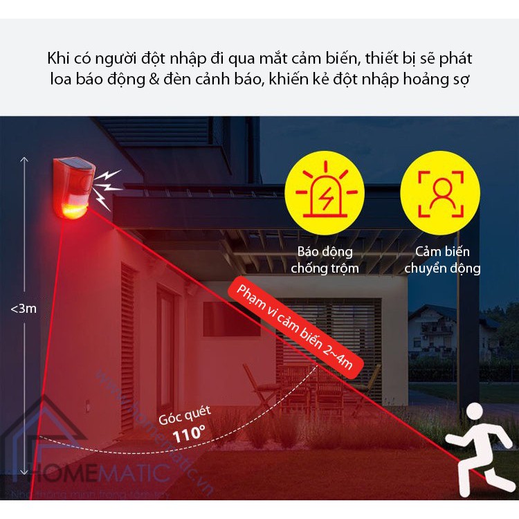 Đèn báo động cảm biến hồng ngoại - Đèn cảm ứng chống trộm