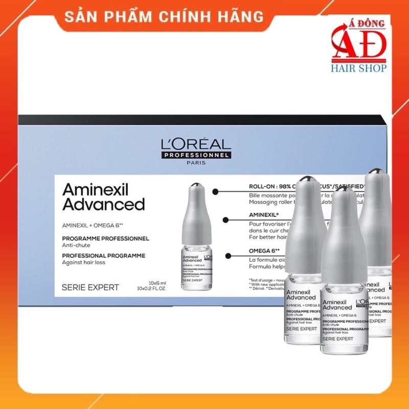 Hộp huyết thanh tinh chất ngăn rụng tóc L'oreal Serie Expert Aminexil + Omega 6 Aminexil advanced 6mlx10 (New 2021)