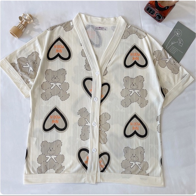 Đồ bộ nữ, pijama cotton mặc nhà cổ chữ V dễ thương siêu xinh BN48