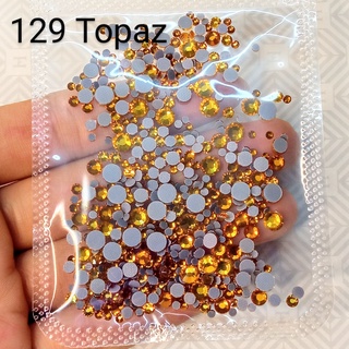 Đá đính nail -129 topaz - túi mix size -đá chân keo lưới