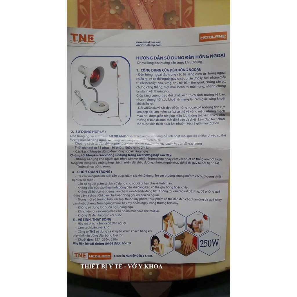 Đèn hồng ngoại Sưởi ấm TNE Lamp chân thấp có kèm bóng 100w/250w
