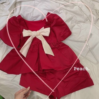 SET BBĐ ĐỎ TAY PHỒNG NƠ NUDE