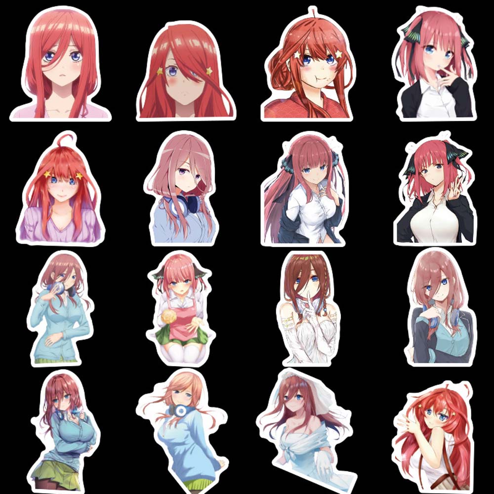 Set 50 miếng dán trang trí hình nhân vật hoạt hình Nakano Miku đáng yêu