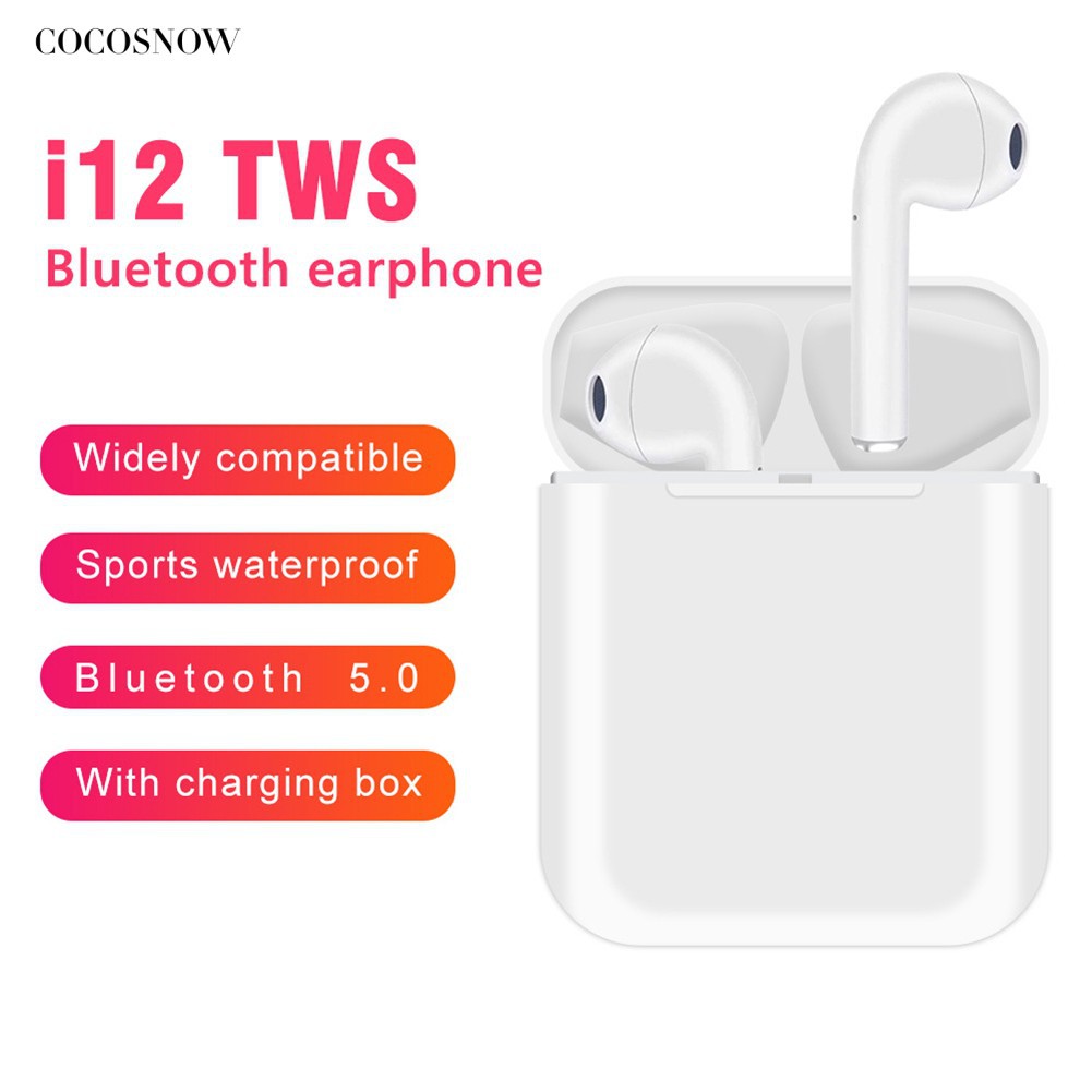 [FREESHIP❤️]Tai Nghe bluetooth Không Dây i12 tws 5.0 Cảm Ứng Cực Nhạy Âm Thanh Nổi Tích Hợp Cho Android iOS iPhone