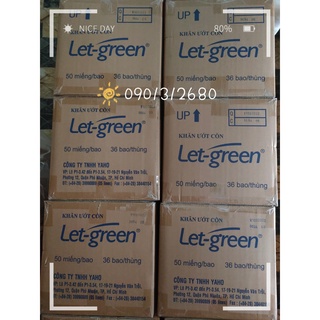 KHĂN ƯỚT CỒN LET-GREEN 50 MIẾNG/BAO