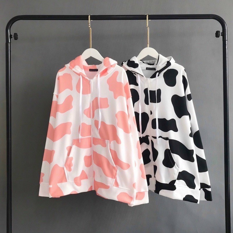 Áo khoác hoodie unisex dây kéo form rộng bò sữa 2 màu siêu đỉnh thời trang học đường