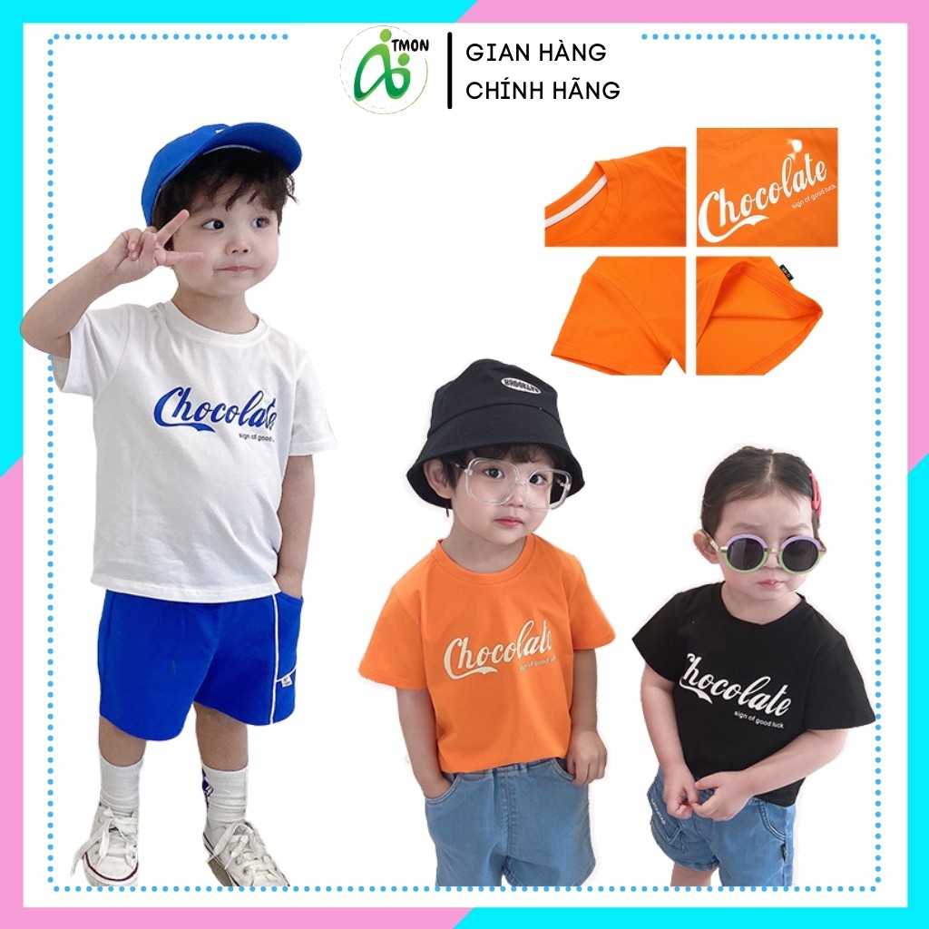 Áo thun bé trai cộc tay phong cách Hàn Quốc, Áo thun bé gái chất cotton đẹp từ 8 đến 22 Kg Tmon Kids TM06