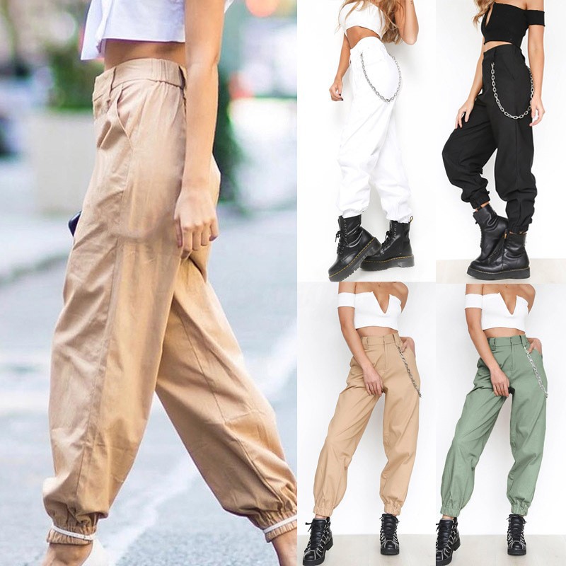 Quần dài lưng cao ống túm phong cách hip hop cho nữ | BigBuy360 - bigbuy360.vn