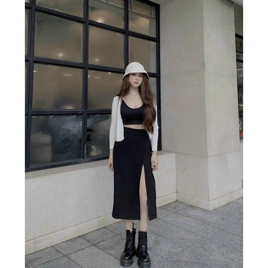 CHÂN VÁY MIDI XẺ TÀ