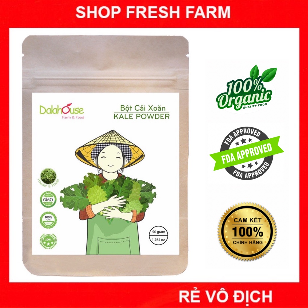 Bột cải kale xoăn hữu cơ sấy lạnh nguyên chất Dalahouse