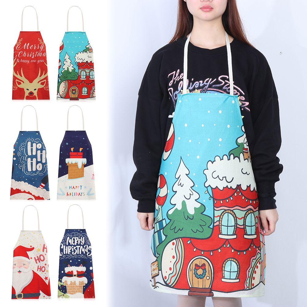 JANE Tạp Dề Vải Lanh Cotton Họa Tiết Giáng Sinh Trang Trí Nhà Hàng
