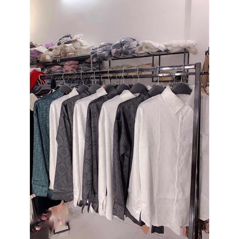 ÁO SƠ MI GẤM LỤA HOẠ TIẾT CHỮ