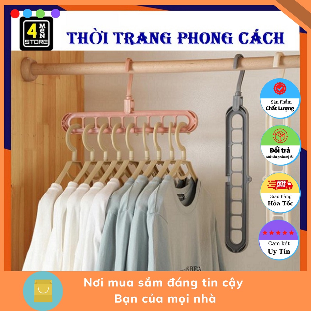 Móc treo quần áo treo đồ 9 lỗ thông minh quay 360 độ, đồ đa năng tiện dụng gấp đồ gọn gàng tiết kiệm diện tích