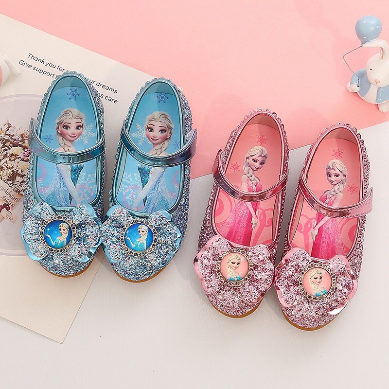Giày búp bê cho bé gái in họa tiết công chúa Elsa đính kim tuyến đẹp size 25-36 trẻ em từ 3 đến 15 tuổi - Giầy búp bê nữ