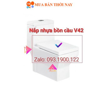 Nắp bồn cầu đóng êm, nắp nhựa bàn cầu vuông, dùng cho bồn cầu V42 Viglacera