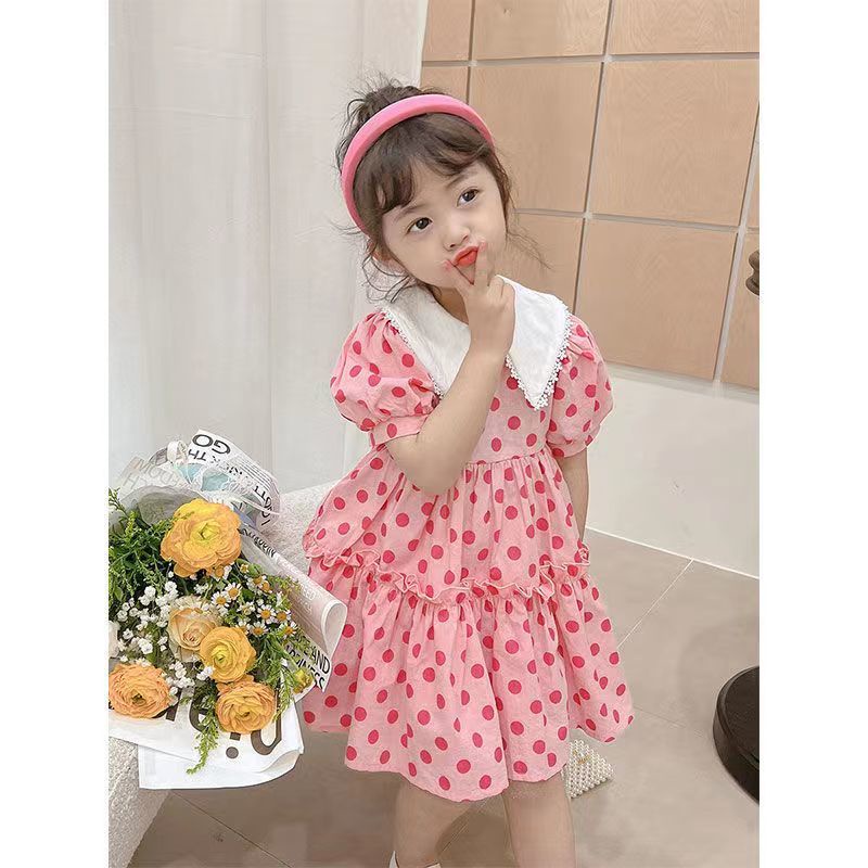 Đầm Công Chúa Tay Ngắn Phồng Họa Tiết Chấm Bi Thời Trang Mùa Hè Hàn Quốc Mới 2022