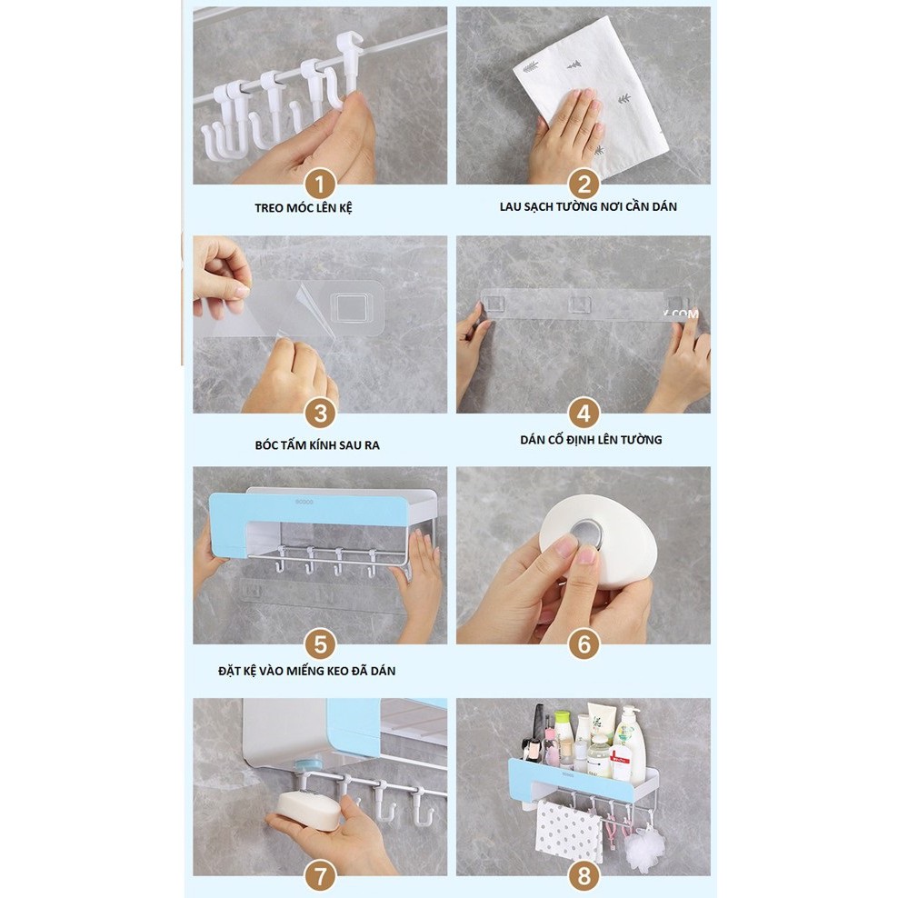 Giá Kệ Treo Khăn Tắm Và Để Đồ Nhà Tắm Đa Năng Nhựa ABS Cao Cấp Không Khoan Đục