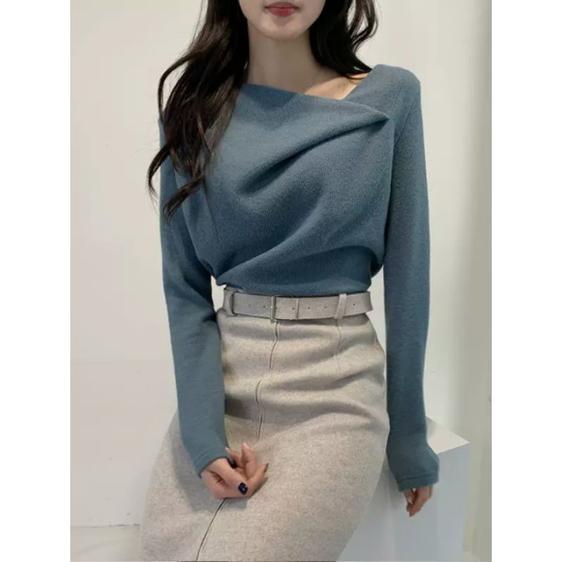 Áo thun dài tay cổ gấp