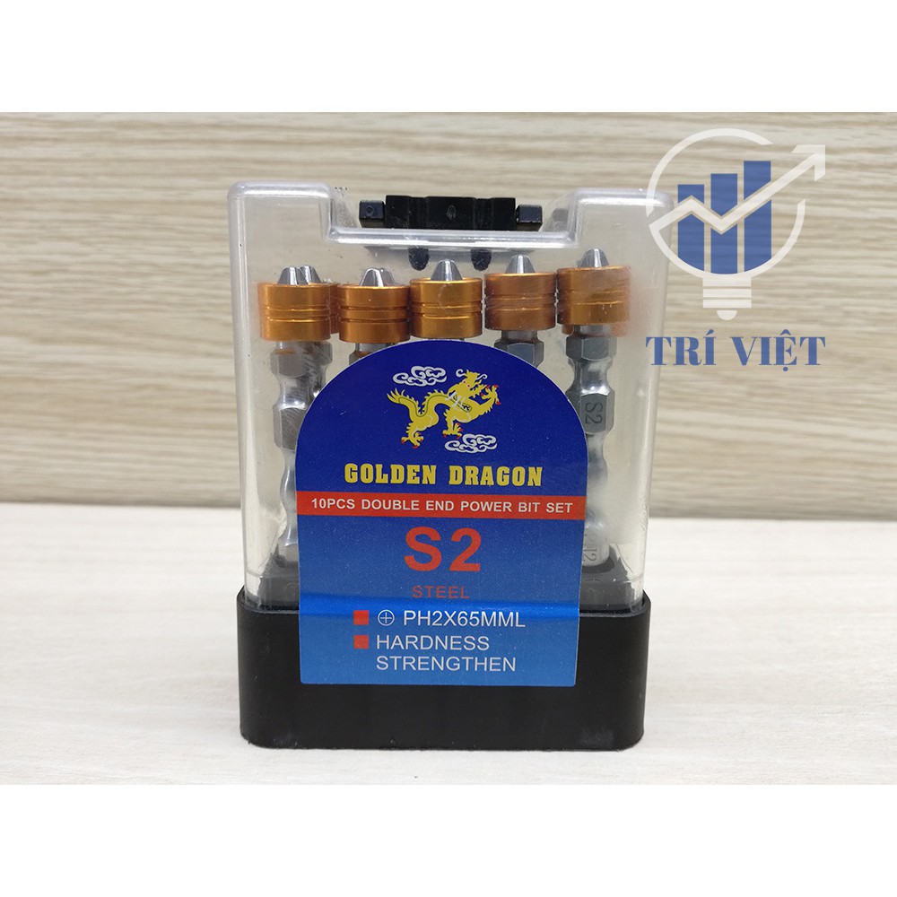 [Chính hãng] Bộ 10 Đầu Bắn Vít 2 đầu 4 cạnh (bake) Golden Dragon - Cao Cấp