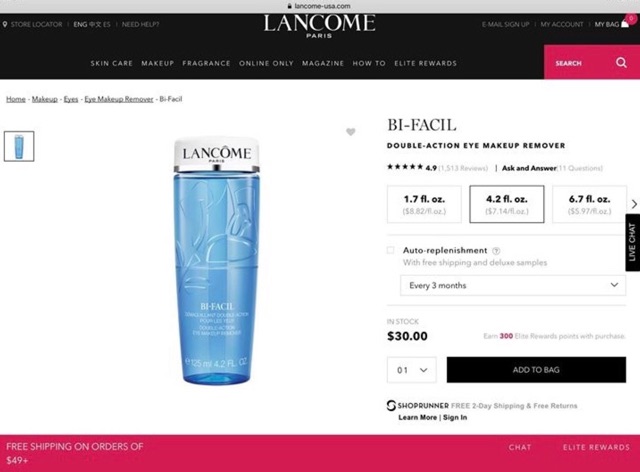 Nước Tẩy Trang Vùng Mắt Lancôme Bi-Facil Cleanser 125ml