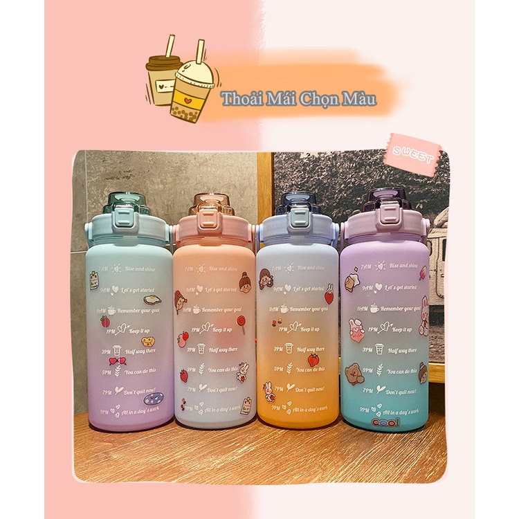 Bình Nước 🌸FREESHIP🌸 Bình Nước Thể Thao Gradient Bằng Nhựa Dung Tích 2L Tiện Dụng