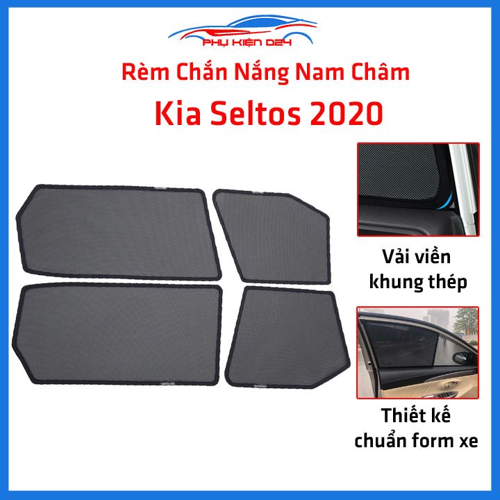 Bộ 4 rèm chắn nắng nam châm Kia Seltos 2020-2023 khung cố định chống tia UV