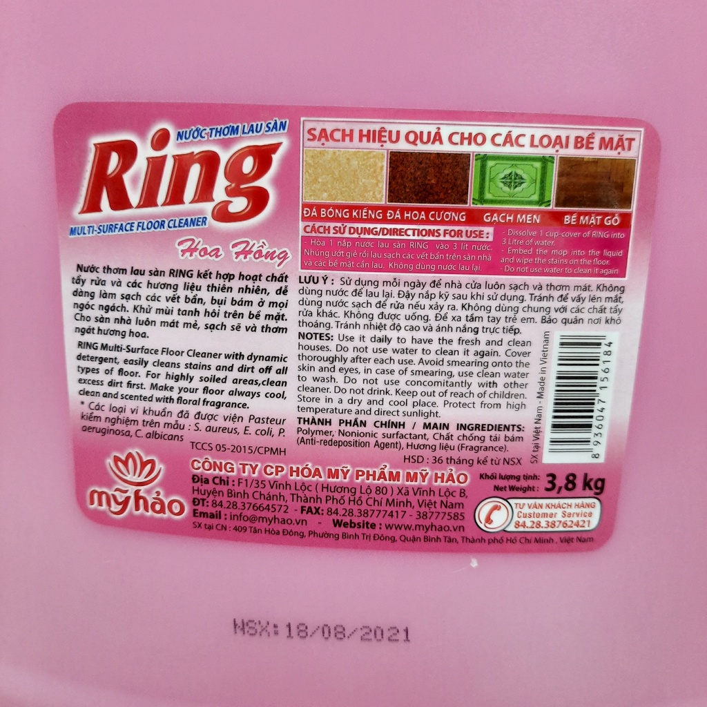 Nước lau sàn Ring – 3.8kg (hoa hồng)