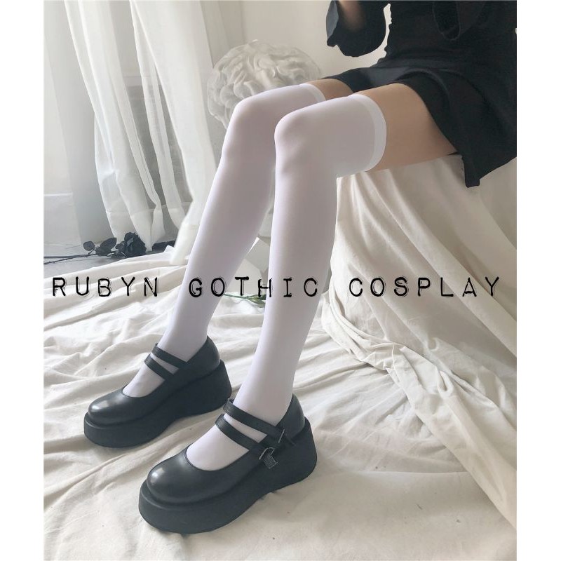 🍁 Tất trơn trắng, đen phong cách lolita cosplay học sinh Nhật Bản ( hàng quảng châu )