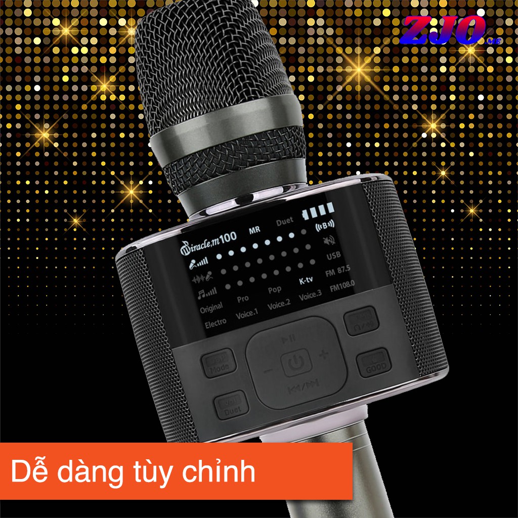 Micro Karaoke Bluetooth Chính Hãng Miracle Phiên Bản Màu Đen Công Xuất 10W