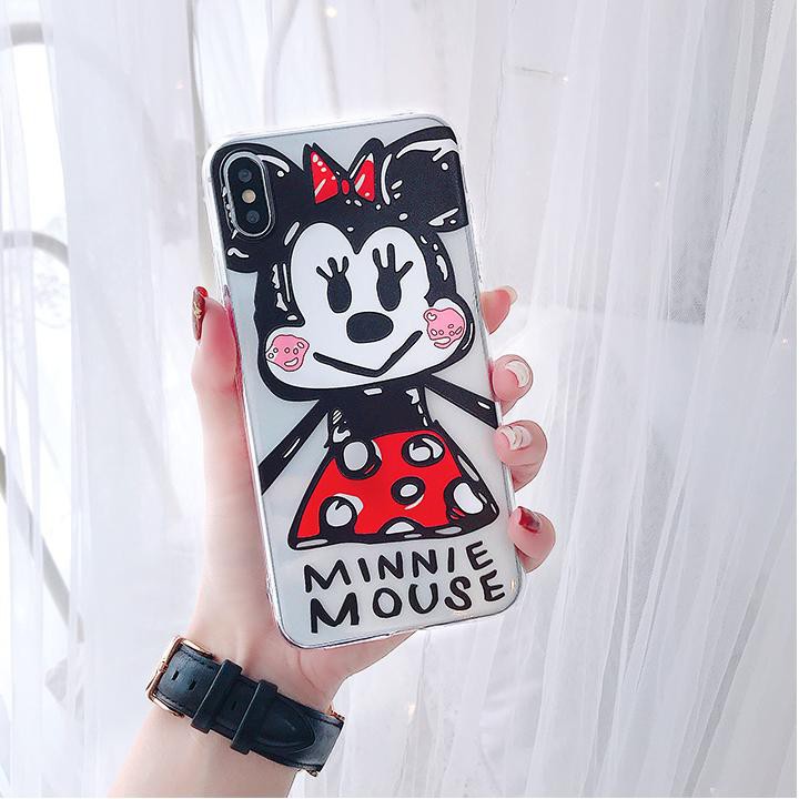Ốp trong suốt in hình cặp đôi chuột mickey đủ mã cho IPhone 11/11Pro/11pro Max X XR XS XS MAX /6 7 8 Plus SE t06