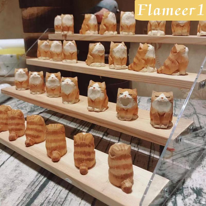 Mô Hình Chú Mèo Bằng Gỗ Màu Cam Dùng Trang Trí Nhà Cửa [Flameameer1]