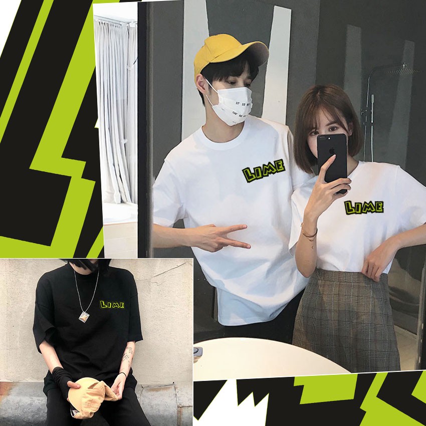 Áo thun LIME basic tee unisex tay lỡ nam nữ 2 màu trắng đen chất đẹp form rộng - áo phông nam nữ đơn giản streetwear | BigBuy360 - bigbuy360.vn