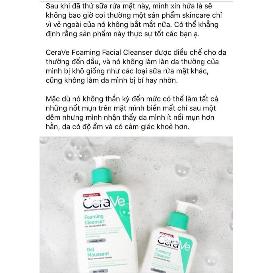 Sữa rửa mặt Cerave ĐỦ BILL ĐI AIR BẢN PHÁP
