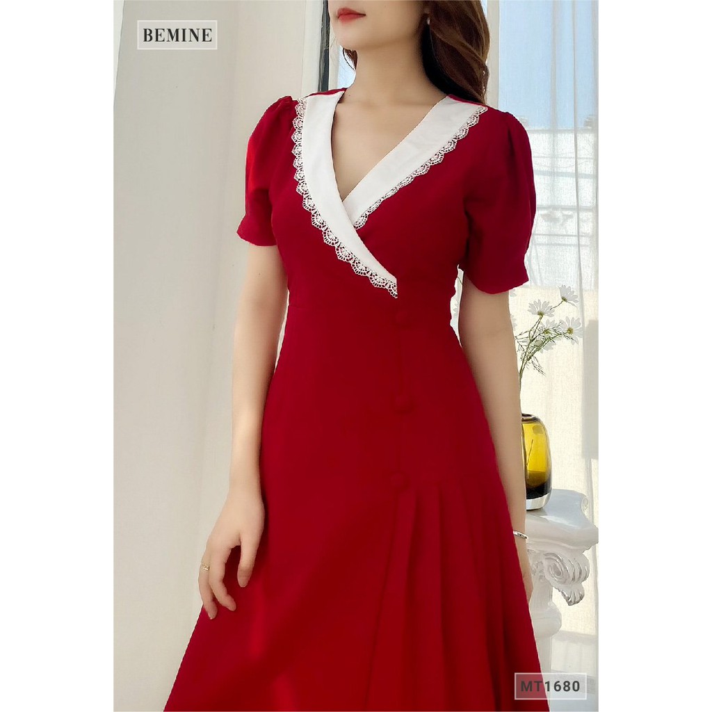 Đầm xếp ly tùng đính nút BEMINE MT1680DO | BigBuy360 - bigbuy360.vn