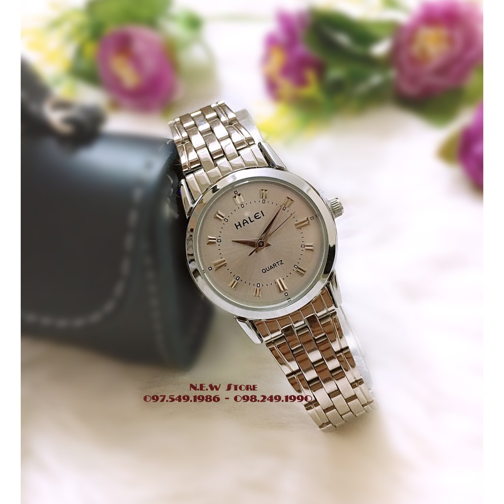 Đồng hồ cặp đôi nam, nữ Halei Sliver platium dây thép cao cấp sang trọng quý phái | BigBuy360 - bigbuy360.vn