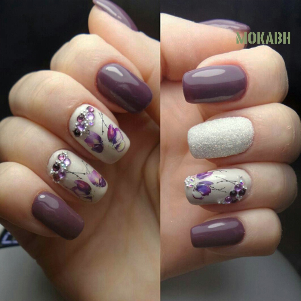 Miếng Dán Trang Trí Móng Tay Họa Tiết Hoa Bướm Phong Cách Vintage