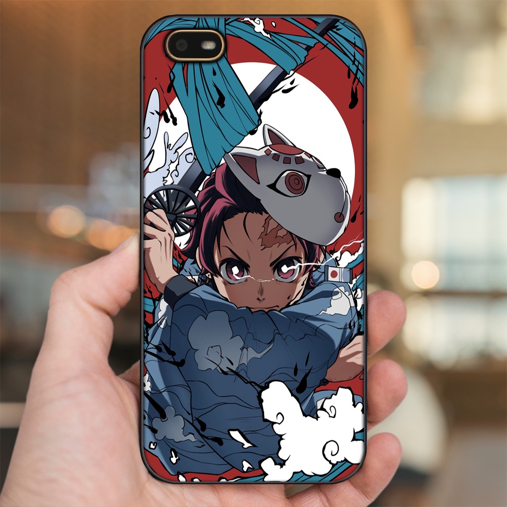 Ốp lưng Oppo A1K viền đen in hình Tanjiro Kimetsu No Yaiba
